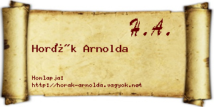 Horák Arnolda névjegykártya